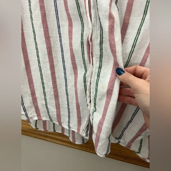 Xirena Chesney Striped Blouse 100% Cotton Short Sleeve Lightweight Blouse Size M - Picture 6 of 10